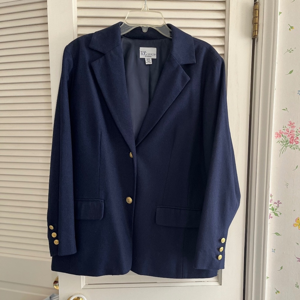 Tog Shop Navy Wool-Blend Blazer Size 16W - Picture 6 of 6